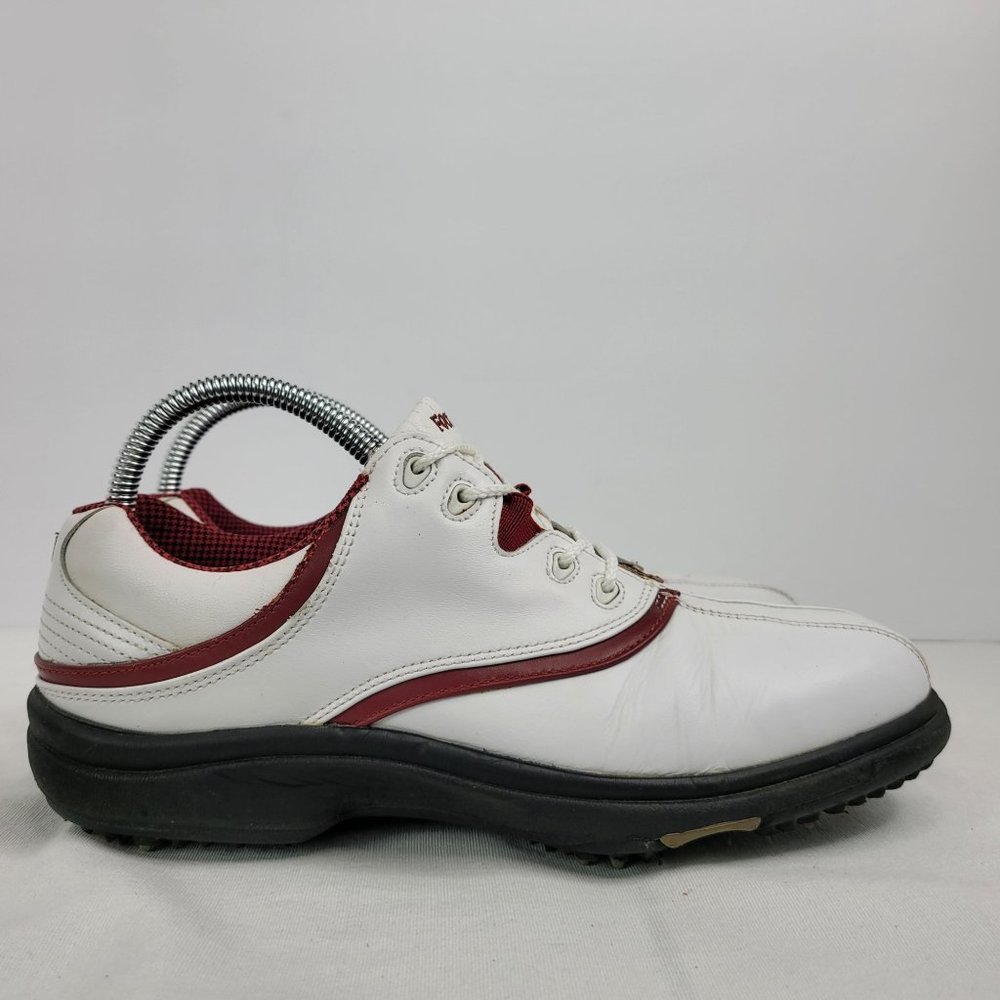 FootJoy FJ eComfort Golf Shoes Men's White/Burgundy Spikes 98322 US Size 8M